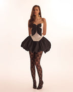 Black Taffeta Voluminous Balloon Mini Skirt