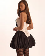 White Taffeta Geometric Bow Corset Top
