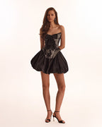 Black White Big Bow Corset Top