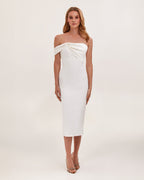 Asymmetrical-Knot One-Off-Shoulder Evening Gown
