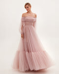 Misty-Rose Tulle Prom Evening Dress