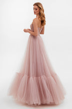 Misty-Rose Tulle Prom Evening Dress